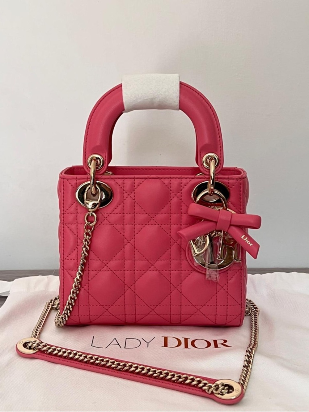 Christian Dior Mini Lady Dior Bag with Chain Cannage Lambskin Bag New Season